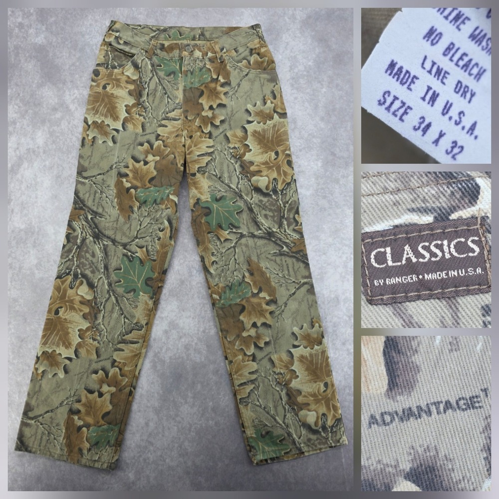 Vintage Ranger Mens Camo Pants 34x32 Advantage Hunting Outdoor Cotton Usa Made